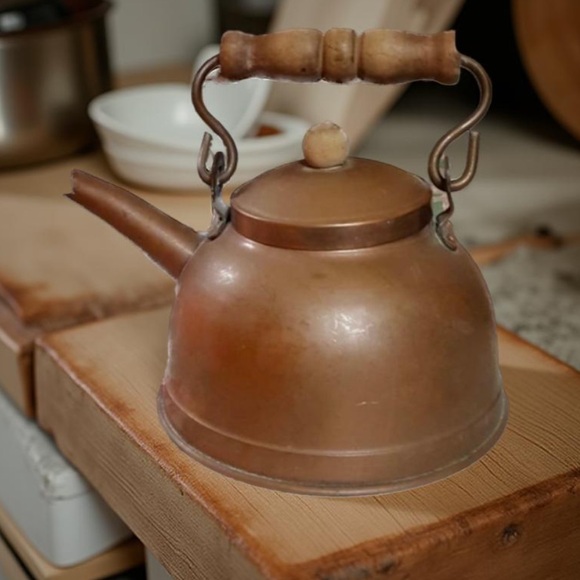 Copper Teapot With wood handle Stamped made in England Vintage - Picture 10 of 12